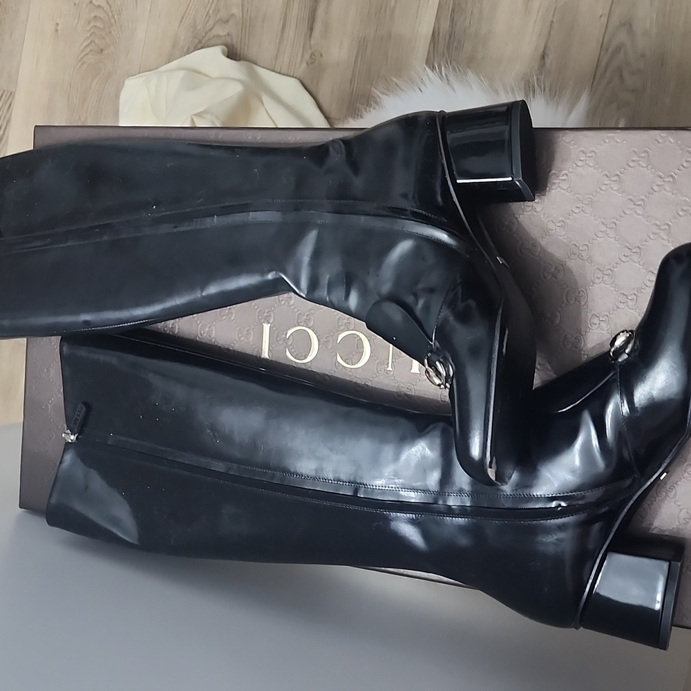 GUCCI LILIAN EUC KNEE HIGH BLACK BOOTS WORN 1X SIZE 38.5 IN BOX - Picture 6 of 9